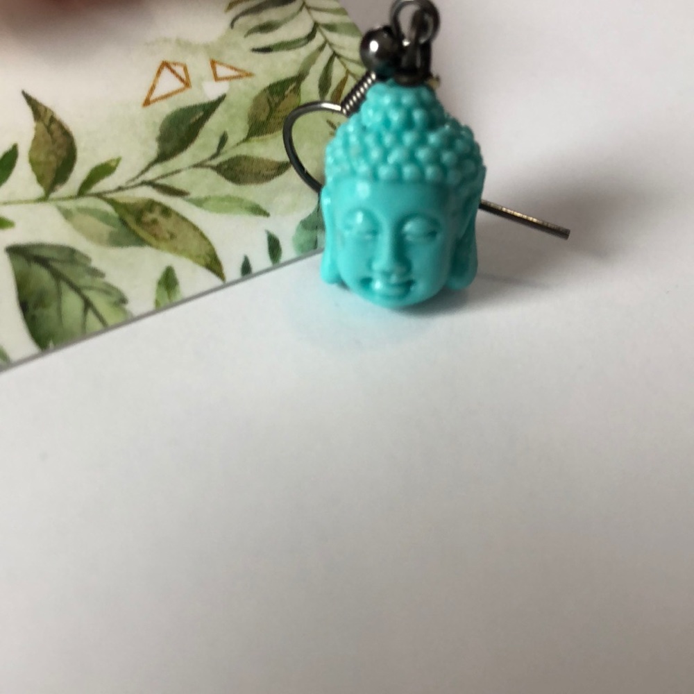 Buddha zen garden earrings in rose, coral, blue - Picture 3 of 3